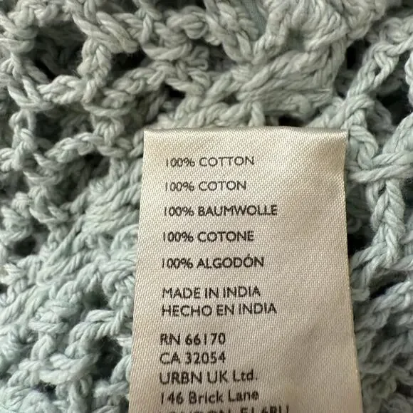 Free People crochet top collard button-front knit cotton XS boho preppy - Picture 8 of 8